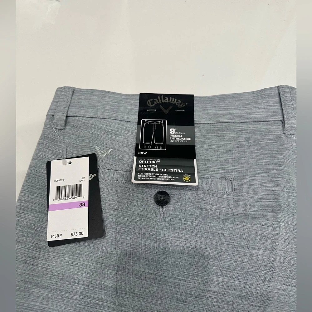 Callaway Men's‎ Opti-Dri Stretch Golf Shorts Sz 38W Inseam 9” Grey NWT